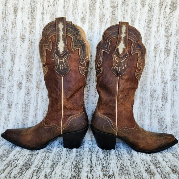 J.B Dillon JBW5001 Western Cowgirl Boot Brown Goat Leather | Women's Size 7B - Picture 1 of 11